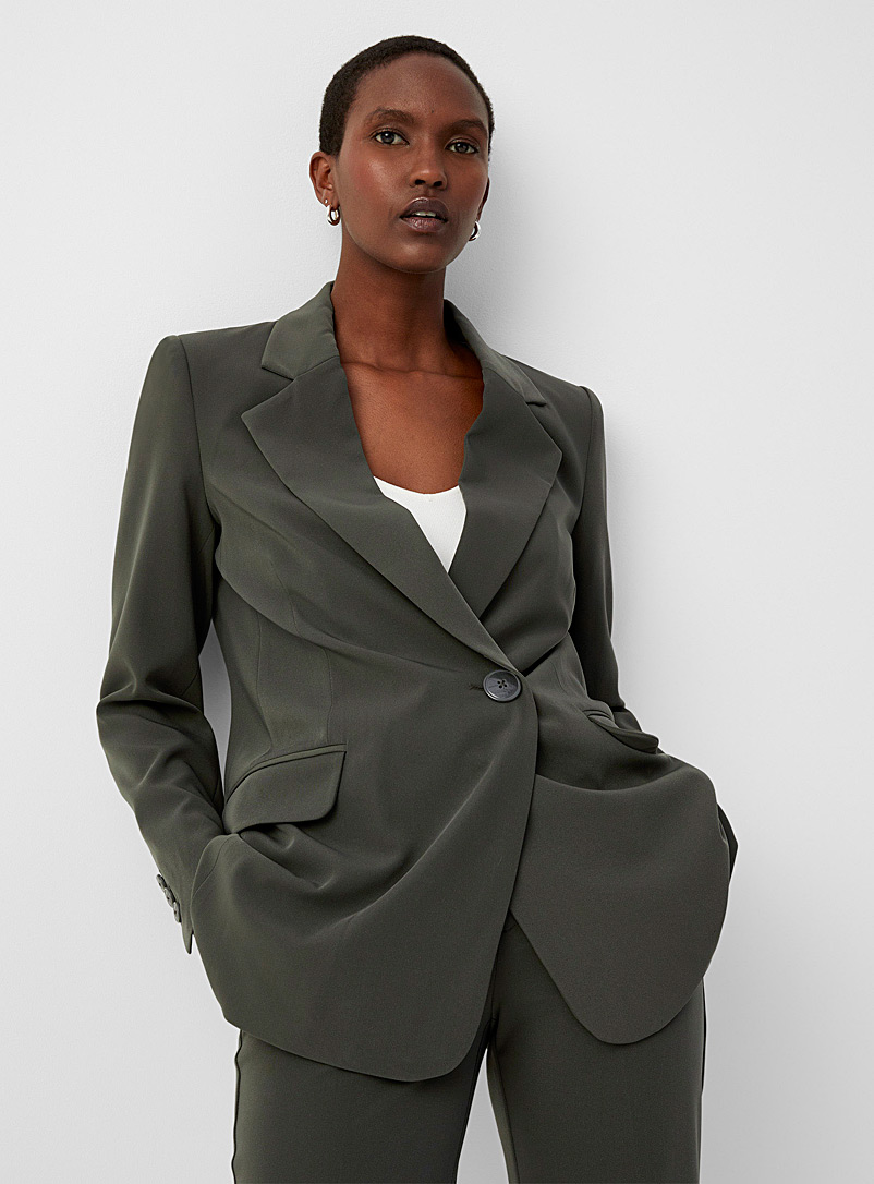 InWear Khaki Adian single-button soft blazer for women