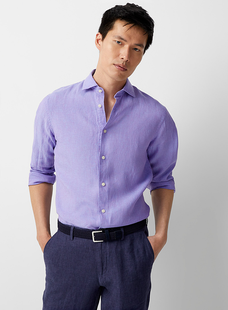 Matinique Mauve Pure linen lilac shirt Modern fit for men