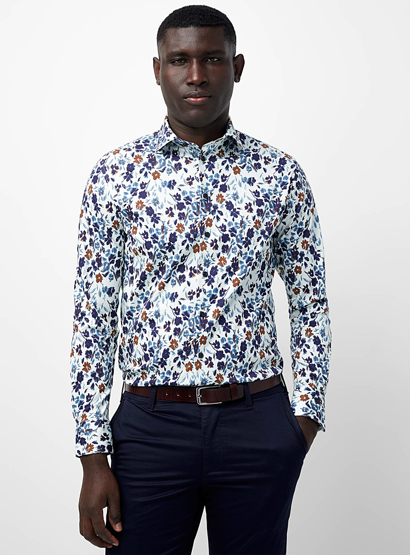 Matinique Patterned blue Abstract floral shirt for men