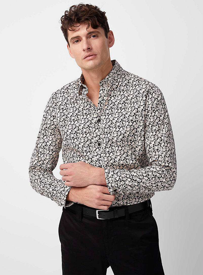Matinique Patterned black Cream floral shirt for men