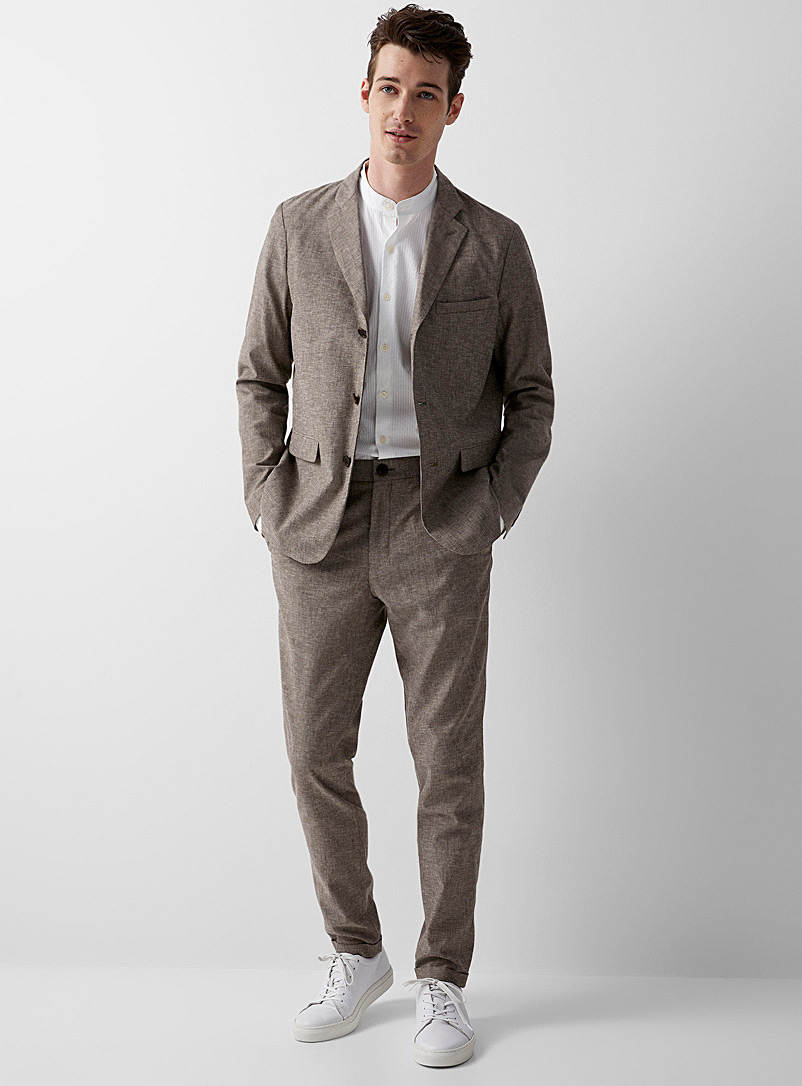 Matinique: Le pantalon coton et lin taupe Coupe droite Tan beige fauve pour homme