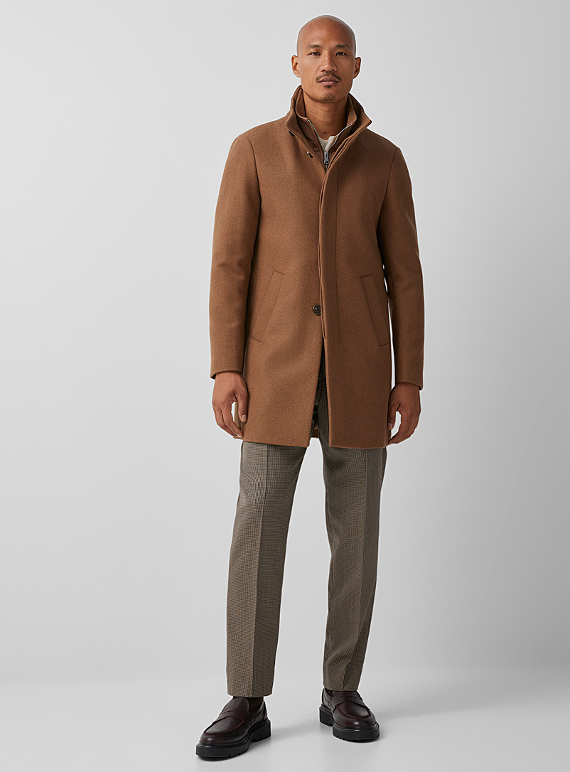 Matinique Brown Harvey stand-up-collar coat for men