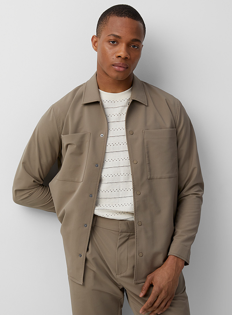 Matinique Taupe Soft modern overshirt for men