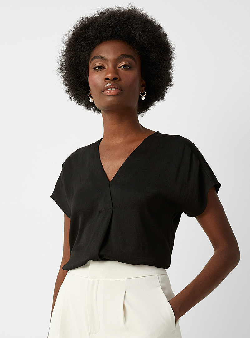 InWear: La blouse fluide manches cape Rinda Noir pour femme