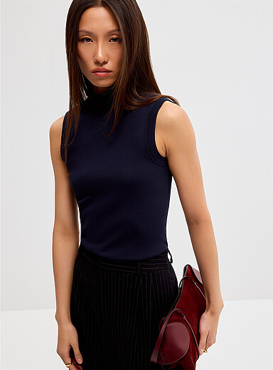 Turtleneck ribbed cami