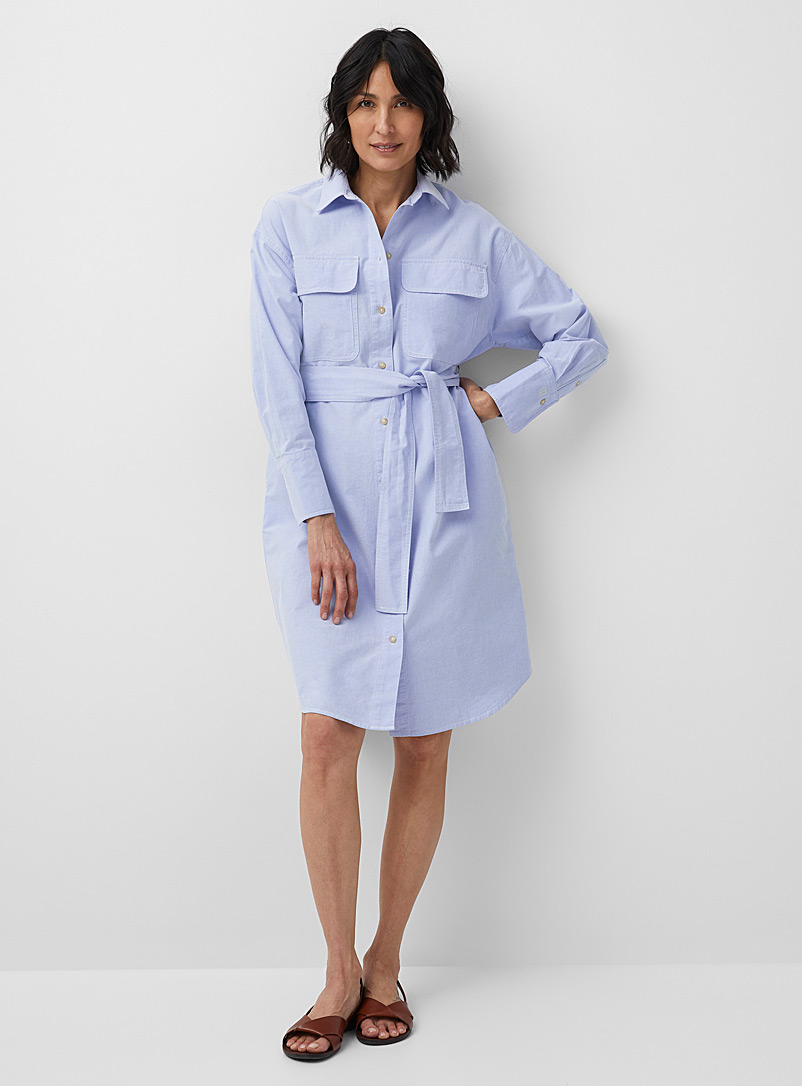 La robe chemise ceinturée popeline satinée | Contemporaine | Magasinez La robe chemise ceinturée popeline satinée | Contemporaine | Magasinez