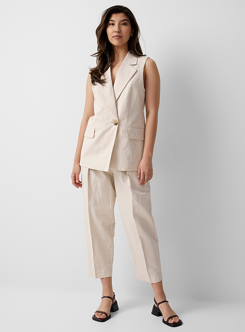 InWear Ecru/Linen Journi beige sleeveless blazer for women
