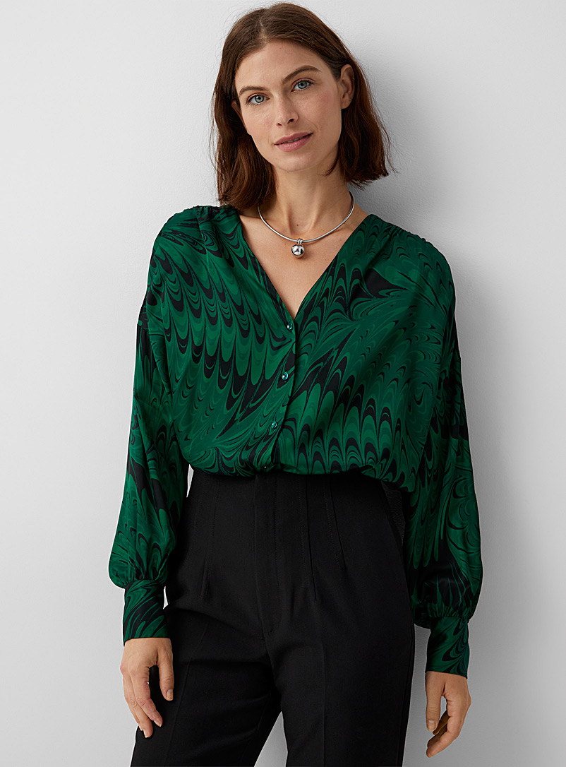 InWear: La blouse plumage émeraude Kanta Vert pour femme