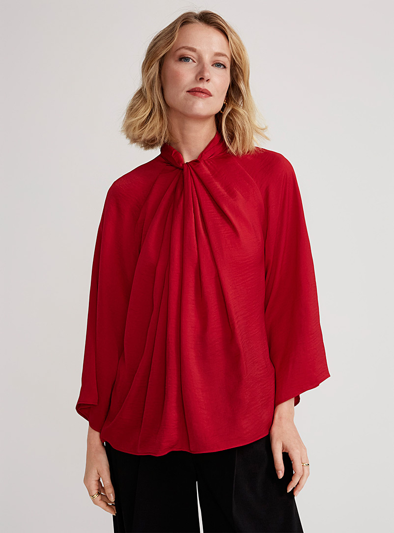 InWear Red Koto knotted collar emerald blouse for women