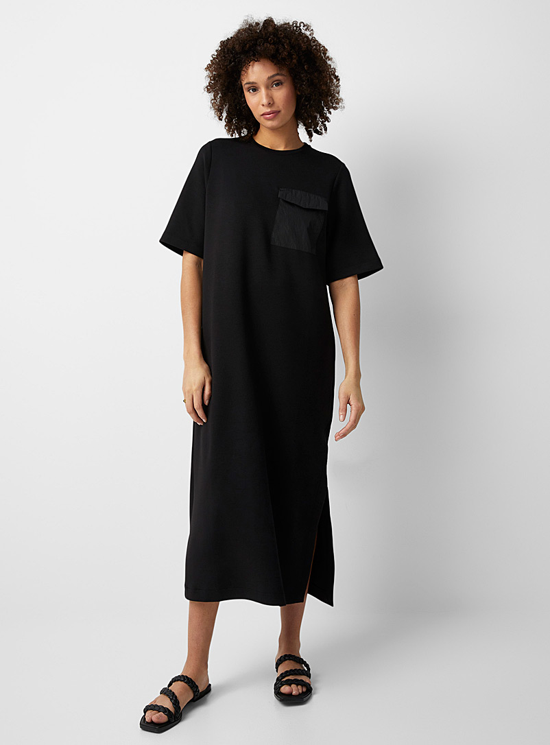 InWear Black Nylon flap pocket straight-fit dress for women