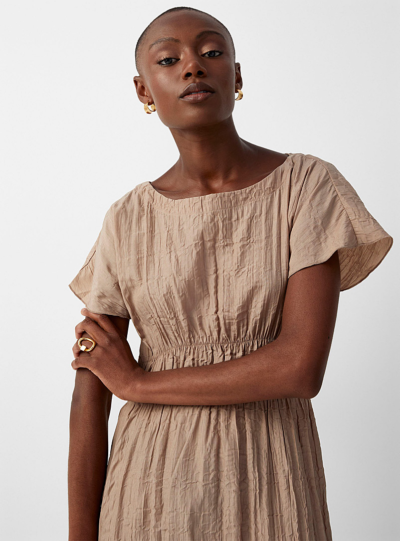InWear Light Brown Eilley pleated texture maxi dress for women