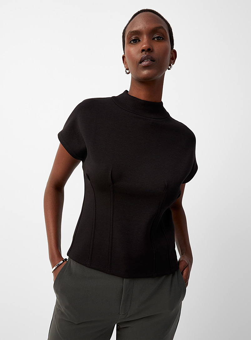 InWear Black Fitted mock-neck top for women