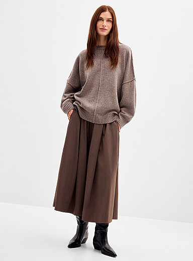InWear Taupe Noomi oversized topstitched sweater for women