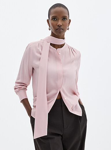 InWear: La blouse col cravate rose tendre Geniffer Rose pour femme