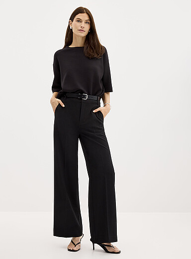 InWear: Le pantalon fluide Haisly <b>Coupe : jambe large, taille haute</b> Noir pour femme