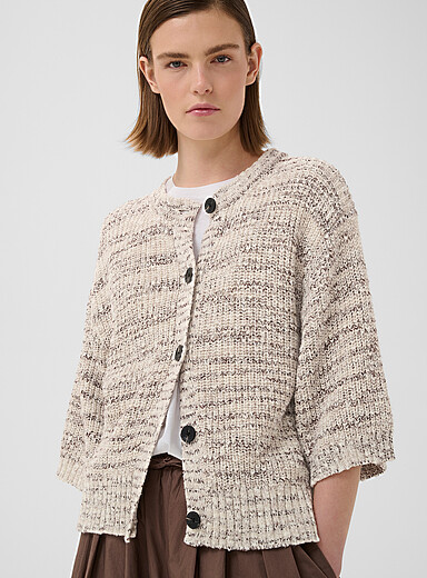 Mixed weave neutral tone cardigan