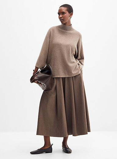InWear: Le pantalon gaucho plis creux <b>Coupe : jambe tr&egrave;s large, taille tr&egrave;s haute</b> Brun pour femme