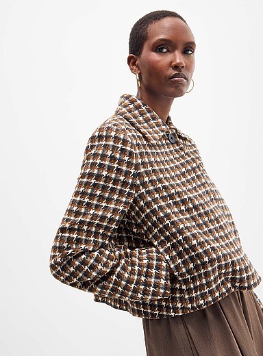 Carsonne cropped houndstooth tweed blazer