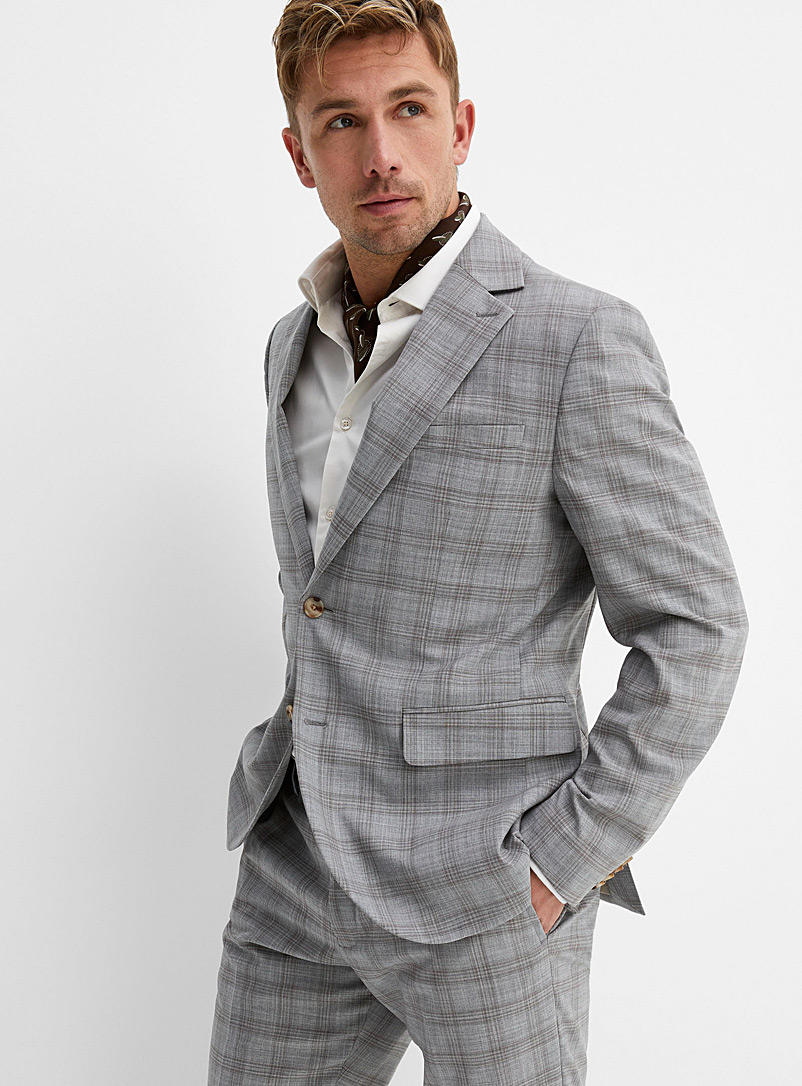Matinique Grey Coffee-coloured check jacket for men