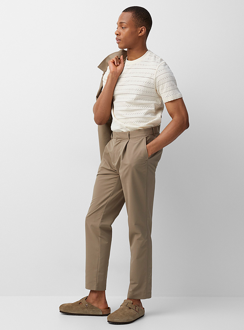 Matinique Light Brown Soft pleated pant Slim fit for men