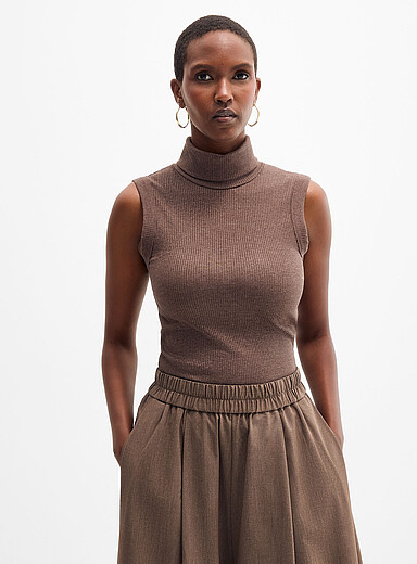 InWear Brown Fitted mock-neck cami for women