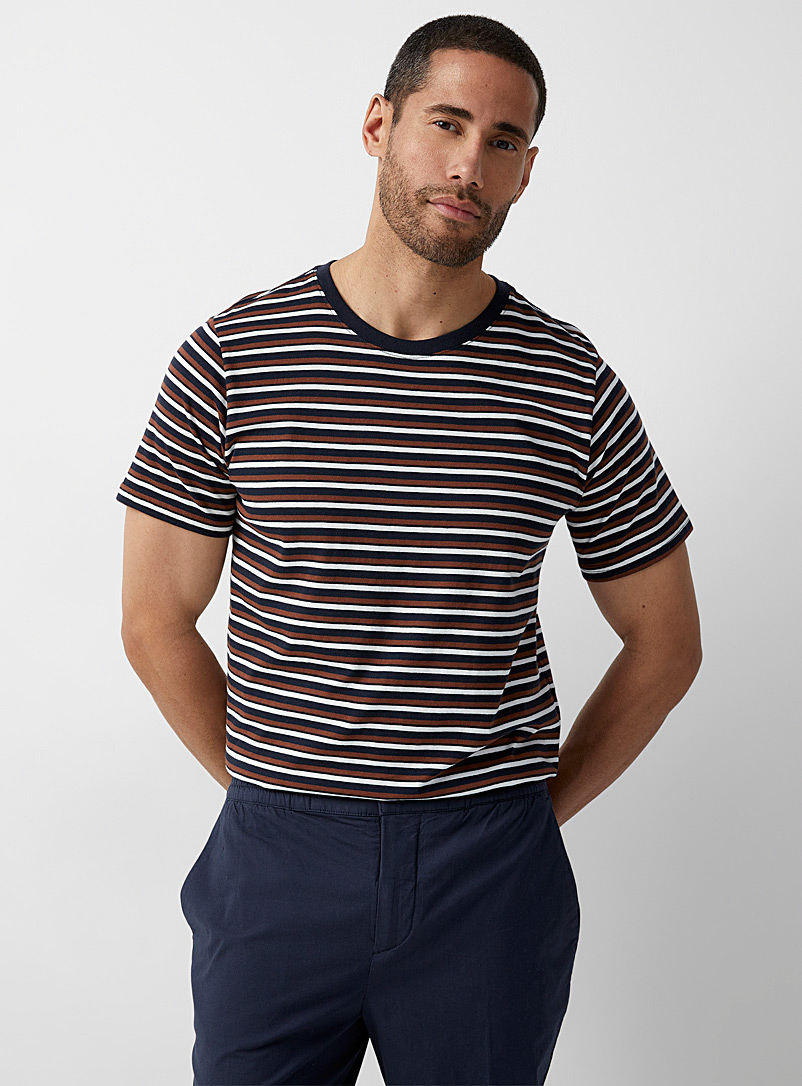 Matinique Copper Mocha-accent striped T-shirt for men