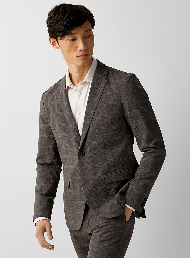 Matinique Fawn Checked seersucker jacket Regular fit for men
