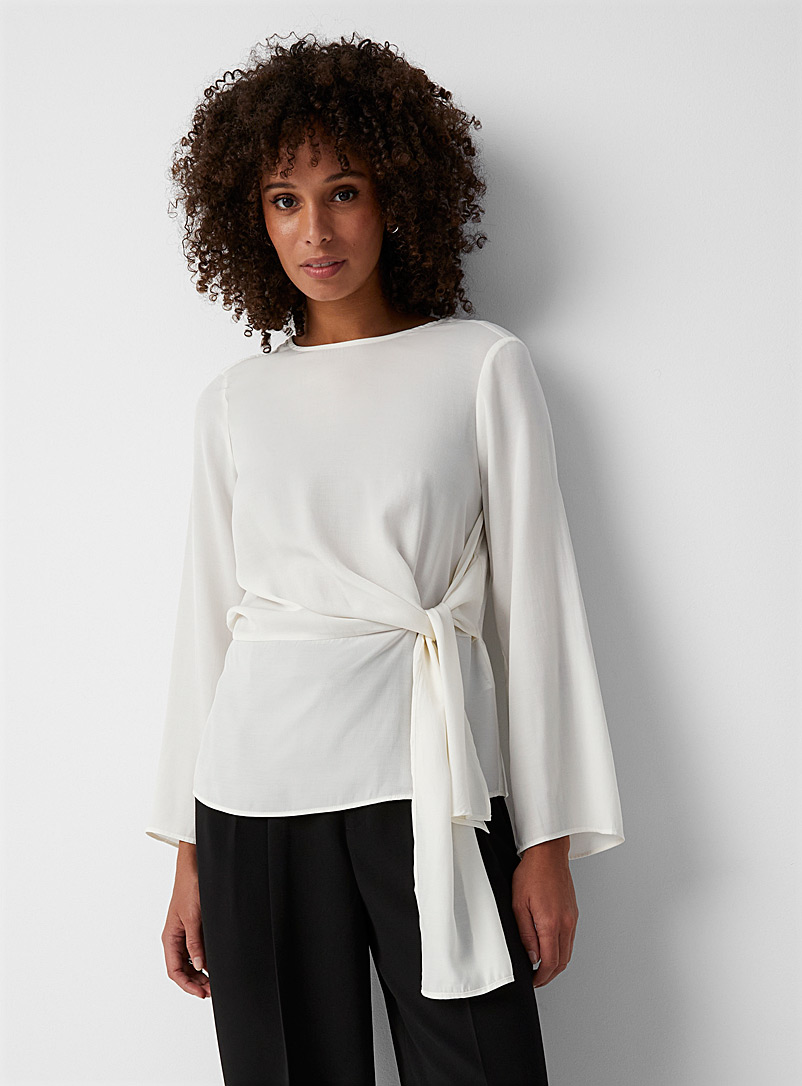 InWear Ivory White Cadenza knotted detail blouse for women