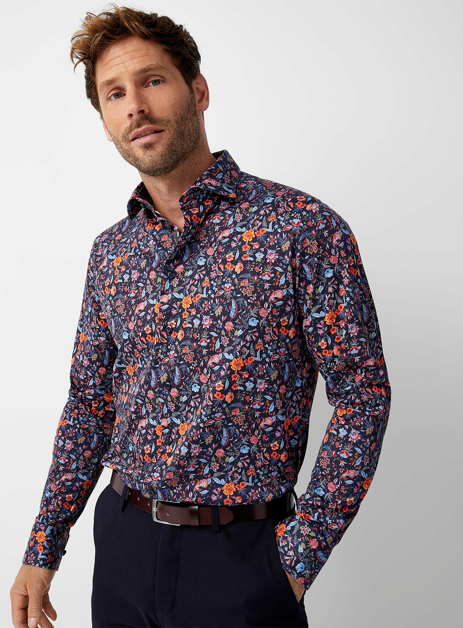 Matinique - Men's Colourful garden stretch shirt Semi-slim fit