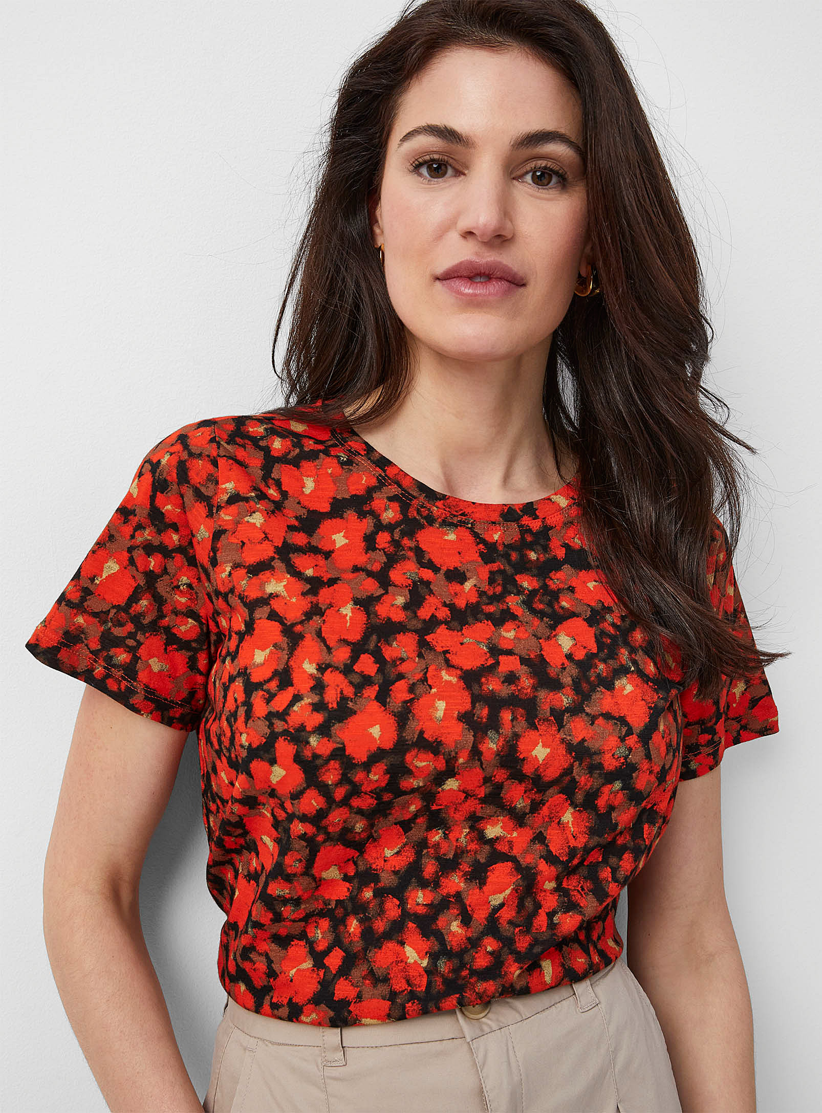 Inwear Alma Contrasting Blocks T-shirt In Patterned Orange