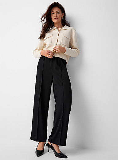 Black wide-leg pants women's high waist drape casual pants straight loose drawstring  pants at Rs 1399.00, High Waisted Pant