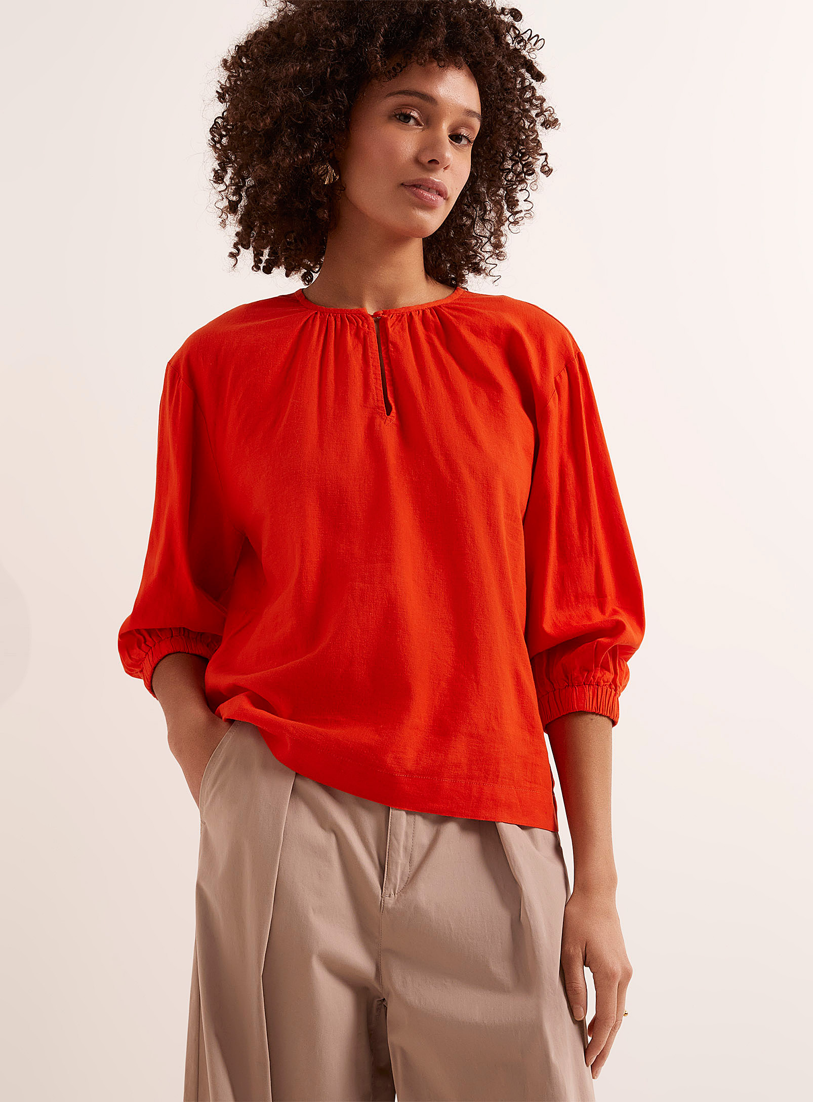 Inwear Pattie Tangerine Linen Blouse In Orange