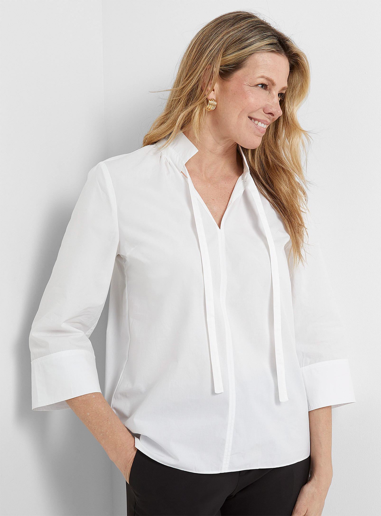 InWear - Women's Pure cotton poplin tie-collar blouse
