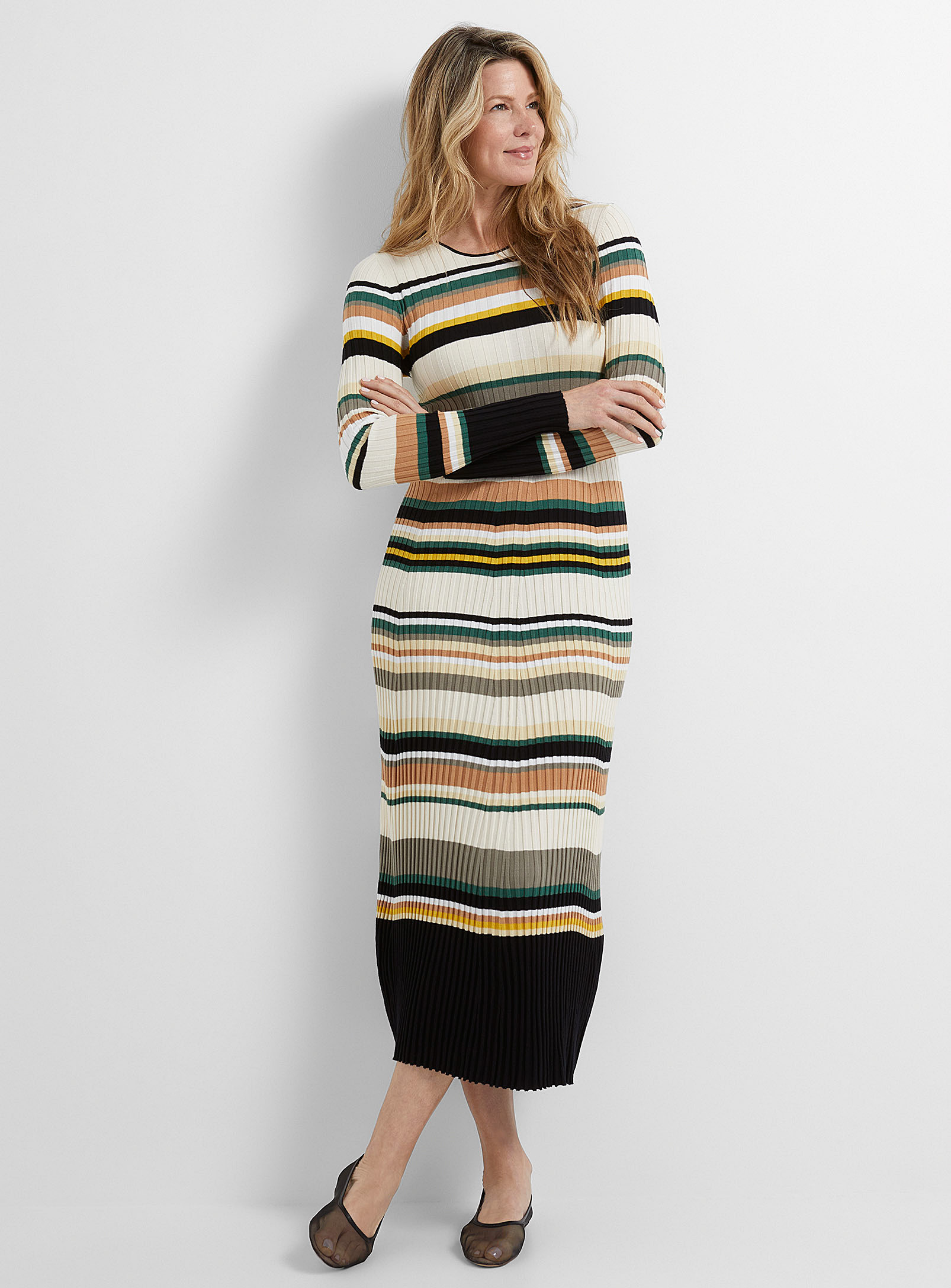 InWear - Women's Fine knit striped long dress