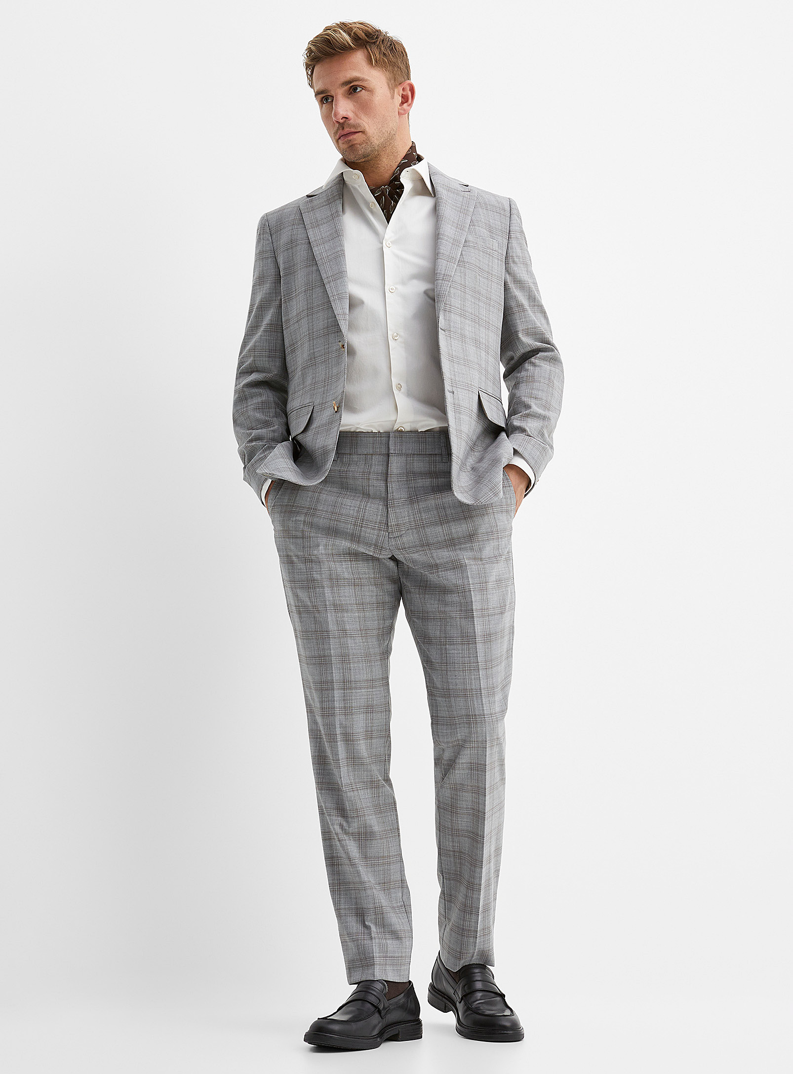 Matinique Malas Coffee-coloured Check Pant In Grey