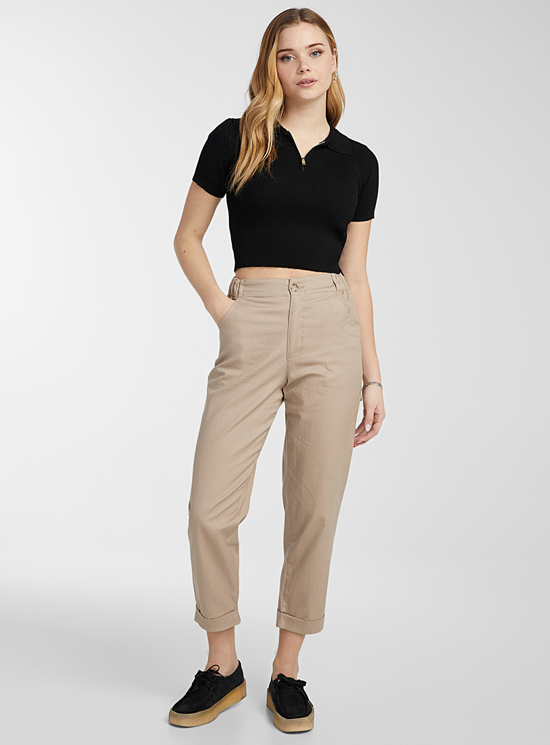 Twik Sand Cotton and linen utility pant for women