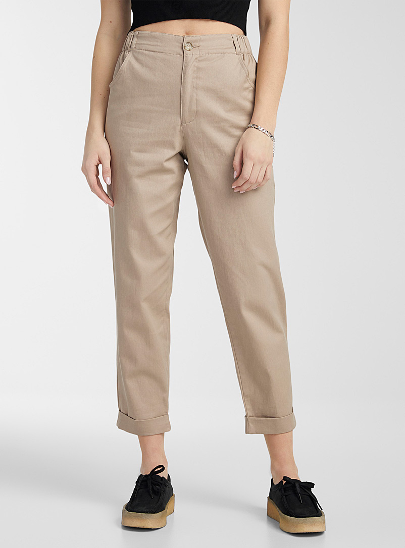 Twik Sand Cotton and linen utility pant for women
