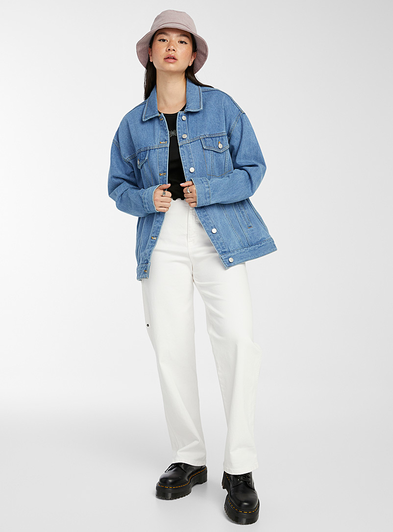 Twik Sapphire Blue Organic cotton boyfriend jean jacket for women