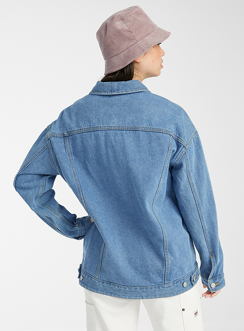 Twik: La veste jean boyfriend coton bio Bleu royal-saphir pour femme