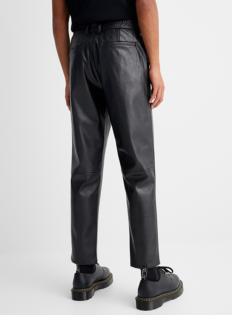 Le 31: Le pantalon façon cuir Coupe fuselée Noir pour homme