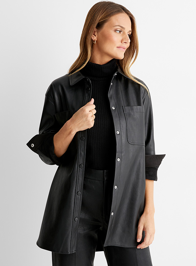 Contemporaine Black Faux-leather overshirt for women