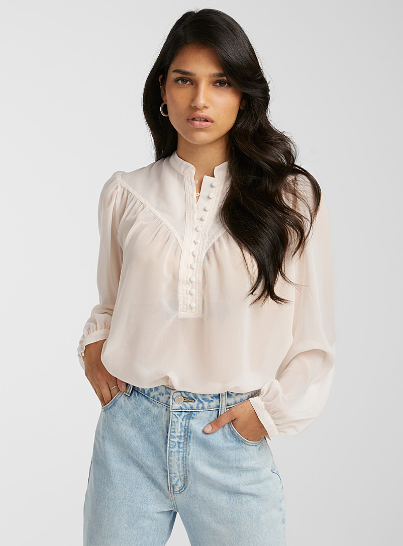 Icône Ivory White Diaphane chiffon blouse for women