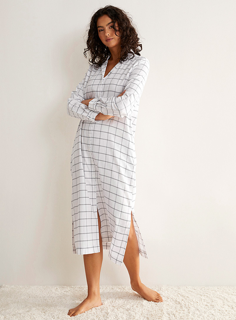 Miiyu Patterned White Patterned poplin nightgown for women