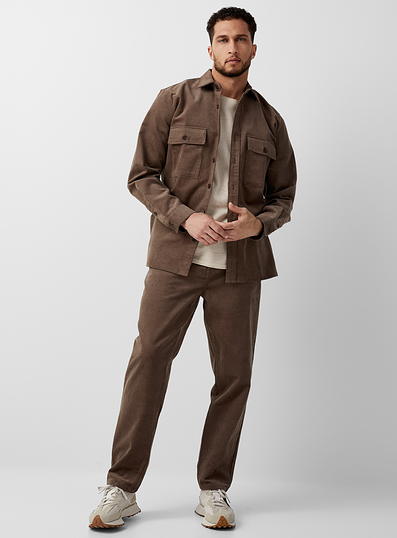 Le 31 Brown Crosscut corduroy pant Seoul fit - Tapered for men