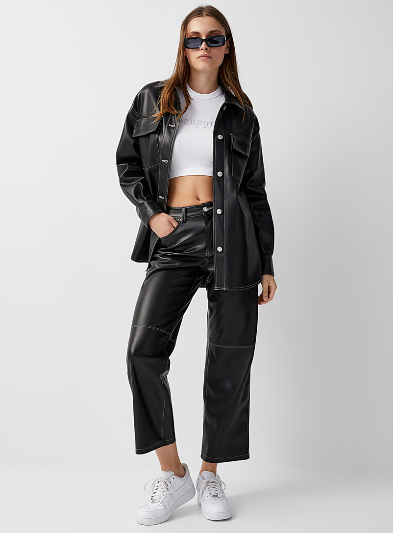 Twik Black Faux-leather wide-leg pant for women