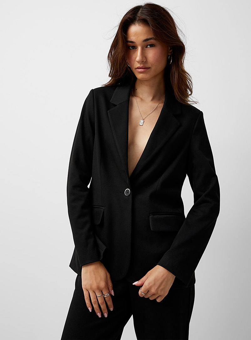 Icône Black Soft flap pockets jacket for women