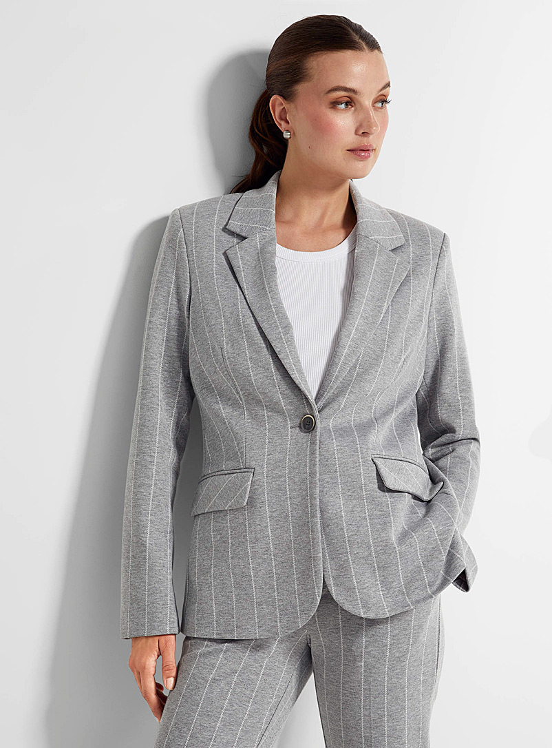 Icône Grey Soft flap pockets jacket for women