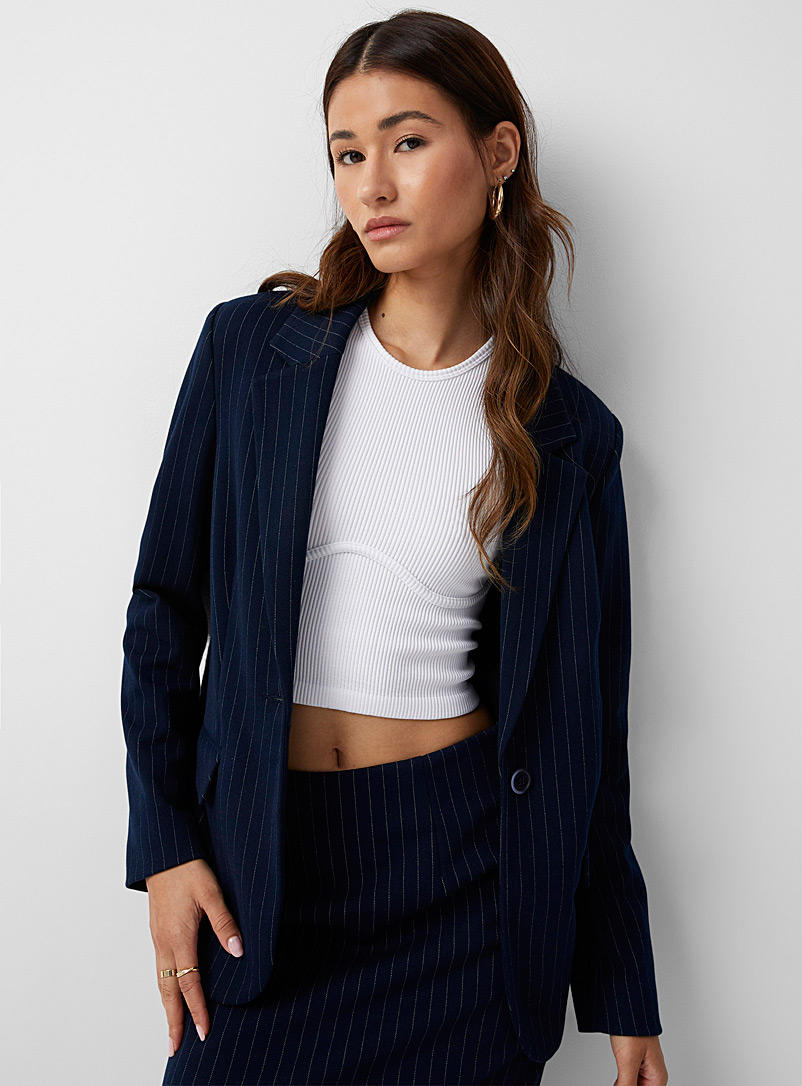 Icône Marine Blue Soft flap pockets jacket for women