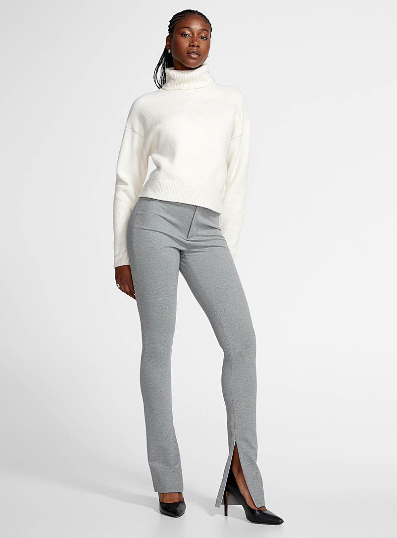 Icône Light Grey Zipped ankles ponte legging for women