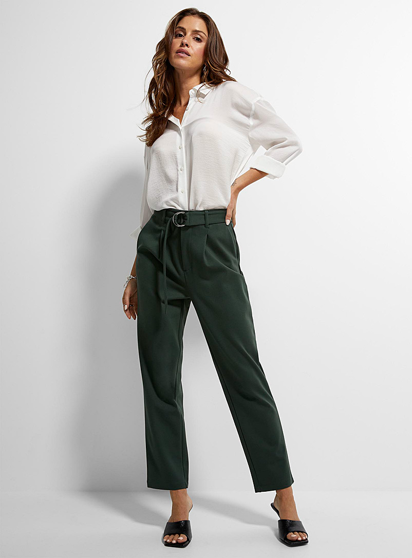 Icône Forest green Ponte tapered pant for women